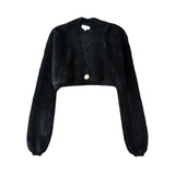 Women Sweater Knitwear Loose Sexy Long Sleeve Knitwear Casual Autumn Sweater Short Furry Coat