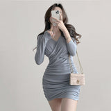 Women Dresses V-neck Dress Hip Skirt Skirt