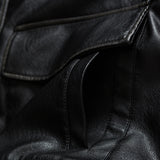 Unisex Winter Cotton Coat Three-Dimensional Pocket Decoration Lapel Cotton-Padded Coat Retro Loose PU Leather Cotton-Padded Jacket
