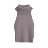 Women Sweater Knitwear Retro Turtleneck Knitted Vest Autumn Top