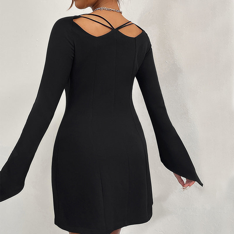 Women Dress Autumn and Winter Hip Skirt Sexy Long Sleeve Dress