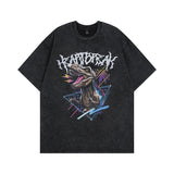 Men T Shirt Devil Print Distressed Short Sleeve T-shirt
