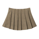 Women Skirt Plaid Pleated Skirt