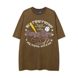 Men T Shirt Graffiti Washed and Worn Short Sleeve T-shirt