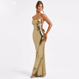 Women Dresses Spring and Summer Sexy Backless Tied Spaghetti-Strap Dress