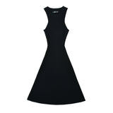 Women Dresses Summer round Neck Sleeveless Cold-Shoulder Sexy Skirt (Xds0414)
