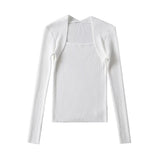 Women Sweater Knitwear Autumn Long Sleeve Square-Neck Knitwear
