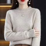 Women Knitwear Autumn Winter Retro round Neck Sweater Loose Sweater
