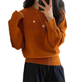 Women Knitted Pullover Autumn and Winter Loose Crew Neck Casual Knitwear