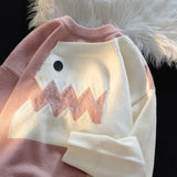 Women Knitwear Autumn Winter Retro round Neck Sweater Loose Sweater