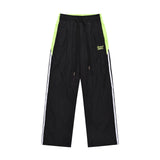 Men Sweatpants Casual Sports Trousers Striped Stitching Loose Straight Trousers with an Elasticated Waist