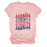 America Bow Short Sleeve Women's Fashion T-Shirt