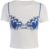 Women T-shirt Casual Short-Sleeved Top Slim round Neck T-shirt