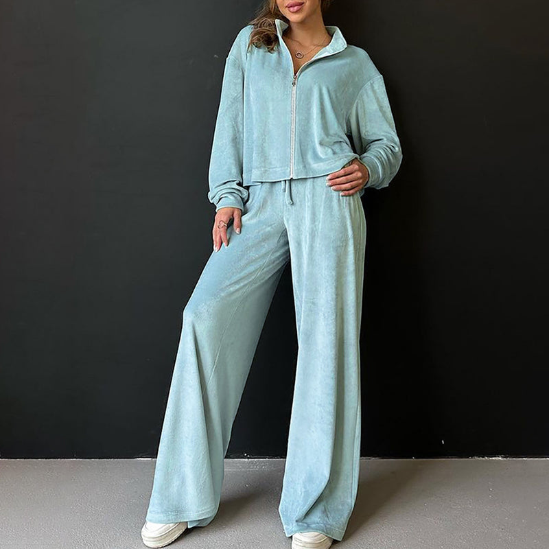 Women Trench Coat Fall/Winter Pleuche Sweater Suit Loose Casual