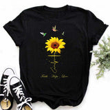 Maycaur Women's T-shirt Casual Kawaii Sunflower Butterfly