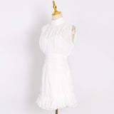 Women Dresses Summer Stand Collar Chiffon Dress Hip Skirt (Qymy0409)
