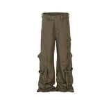 MIJKO Men's Vintage Pants MIJKO Men's Women's Ribbon Design Trousers Straight Tooling Jeans