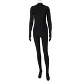 Women Jumpsuit Fall Slim Fit Long-Sleeve Zipper Jumpsuit