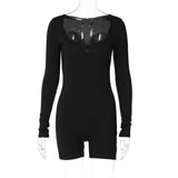 Women Jumpsuit Fall Slim Fit U-Neck Long-Sleeved Jumpsuit