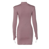 Women Dresses Winter Slim Fit Slit round-Neck Long-Sleeved Dress