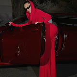 Women Dresses Fall Slim Fit Hooded Long Sleeve Dress
