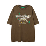 Men T Shirt Graffiti Printing Distressed Short Sleeve T-shirt