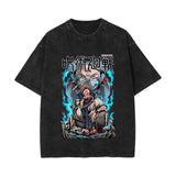 Summer, anime washed old retro short-sleeved T-shirt