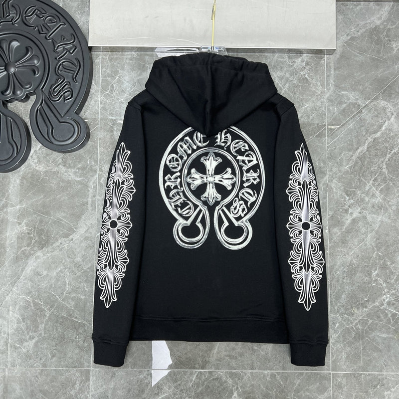Chh Chrome Hearts Hoodie graffiti big horseshoe print hand-painted luminous hooded sweater