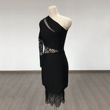 Women Evening Dress Fall/Winter Sexy Lace Cutout Slim Fit Bandage One-Piece Dress