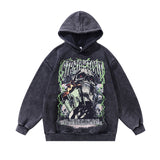 Men Hoodie Distressed Velvet Padded Hooded Sweatshirt