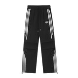 Men Sweatpants Side Stripe Stitching Wide Leg Casual Trousers