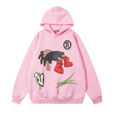 Men Hoodie Cartoon Printed Hoodie Men's Retro Loose Couple Coat