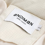 Unisex Winter Cotton Coat Waffle Stand-up Collar Cotton-Padded Clothes Retro Warm Labeling Decorative Cotton Coat