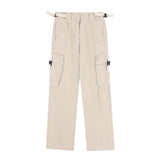 Men Sweatpants Cargo Straight-Leg Trousers Men's Zipper Pocket Loose Wide Leg Pants