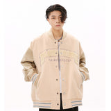 Men Jacket Coat Embroidered Letter Baseball Uniform Coat Sleeve Stand Collar Jacket Motorcycle Clothing Men