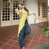 Women Tops Spring Sexy Suspenders Midriff-Baring Top