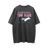 Men Vintage T-Shirt Animal Shark Print Distressed Wash Short Sleeve T-shirt