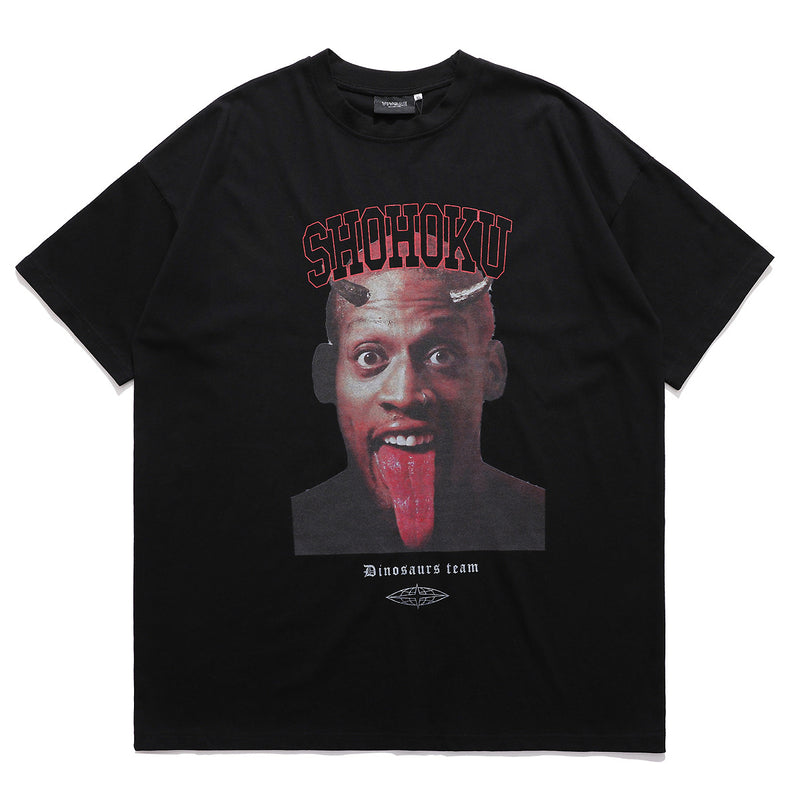 Dennis Rodman Graphic Tee NBA Basketball Rodman Hip Hop Loose T-Shirt