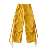 Women Sweatpants Multi-Pocket Elastic Ankle-Tied Dance Casual Pants Sweatpants