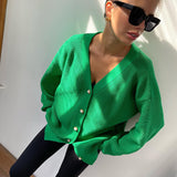 Ladies Leisure Knitwear Loose Knitted Sweater Women Casual Solid Color Autumn and Winter Cardigan