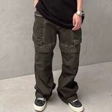 MIJKO Mens Vintage Pants MIJKO Stegosaurus Cargo Dirty Workwear Jeans