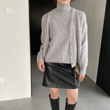 Women Knitted Two-Piece Set Turtleneck Vest Cardigan Knitted Two-Piece X3050