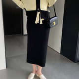 Women Knitted Skirt Split Skirt Autumn and Winter Sheath Dress
