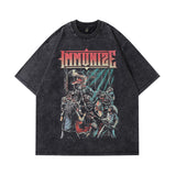 Men T Shirt Gothic Skull Print Heavy Short Sleeve T-shirt