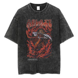 2024Men Vintage Black T Shirt Streetwear Harajuku Anime Print