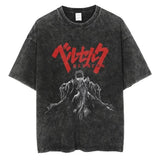 2024 Berserk Print T Shirt Men Vintage Washed T-Shirt