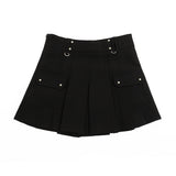 Women Skirt Cargo Pocket Pleated Skirt Summer Casual Skirt