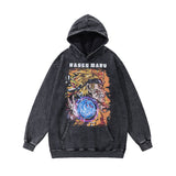 Men Hoodie Anime Hoodie Hip Hop Washed and Worn Hooded Sweatshirt