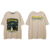 Men T Shirt Floral Print Vintage Retro Couple Short Sleeve T-shirt Men and Women Hip Hop