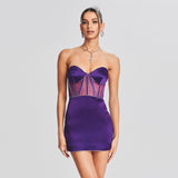 Women Dresses Sexy Mesh Camisole Dress Hip Skirt (Zns0409)